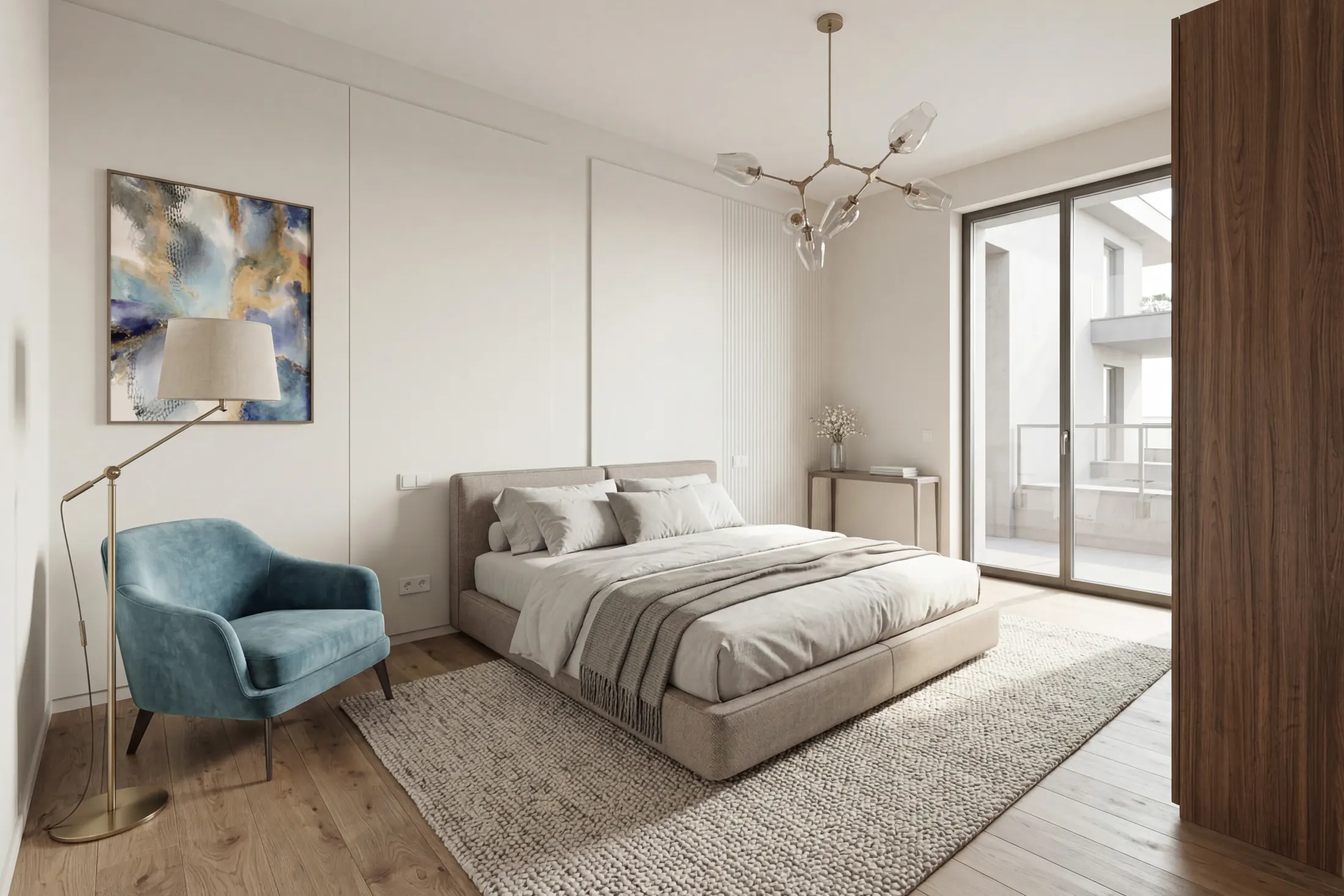 Render camera matrimoniale appartamento A2